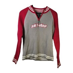 Vintage Ski-Doo Womens Size Medium Sweater Quarter Zip Gray Snowmobile Outdoor